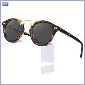 Acetate Polarized Sunglasses for Women Small Face Retro Round